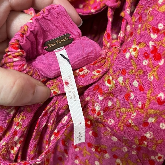 FREE PEOPLE Florence Ditzy Floral Flutter Sleeve Smocked Pink Mini Dress S - Picture 7 of 16